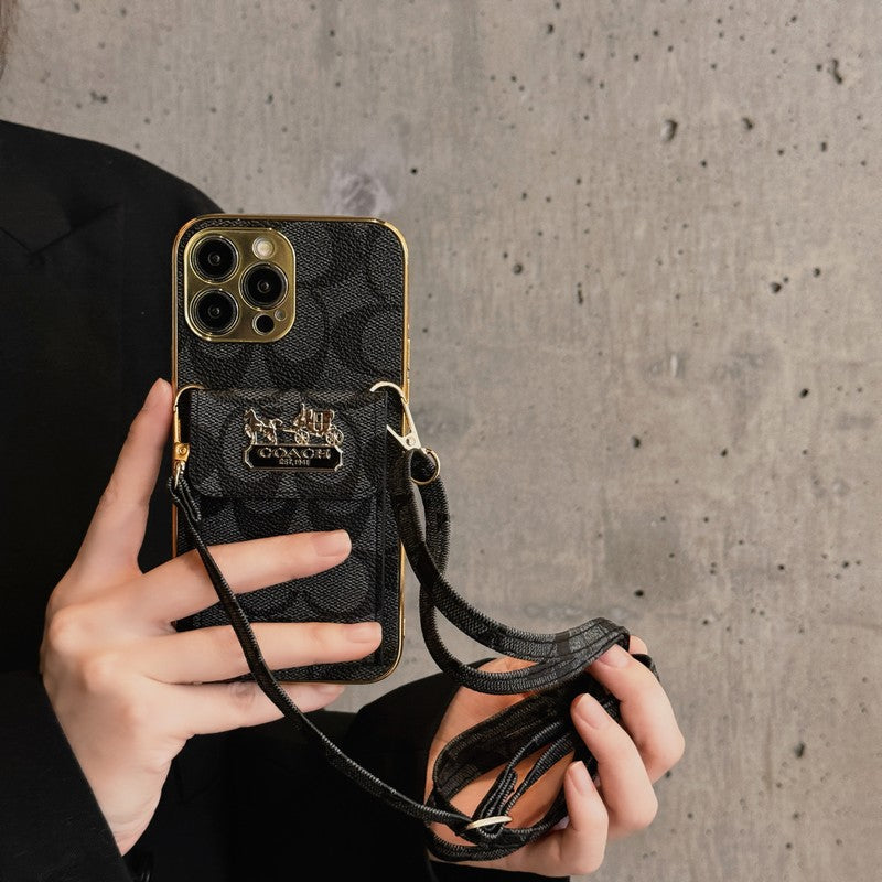 Classic Card Bag Leather Chain iPhone Case