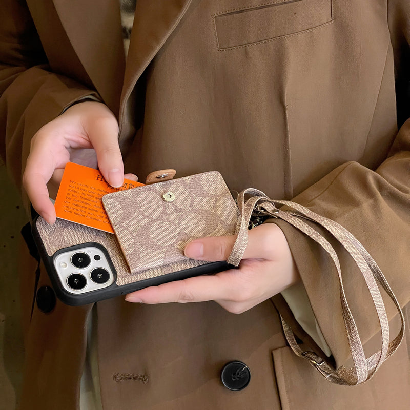 Classic iPhone Case With Wallet And Strap White -SZK240402