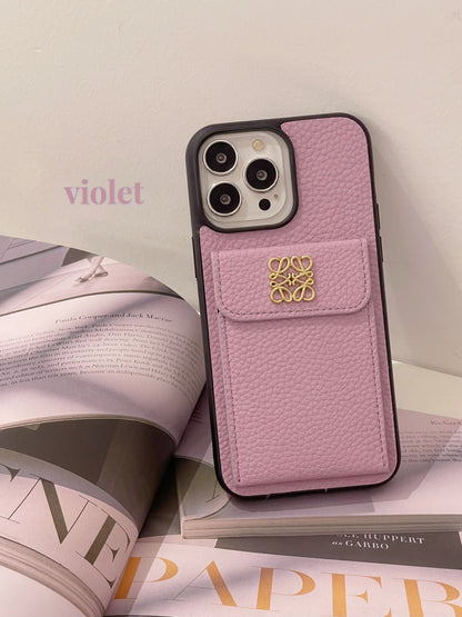 Luxury iPhone Case With Card Holder Black-QBK240603