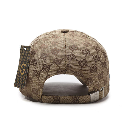 Patterned Canvas Baseball Cap with Striped Accent