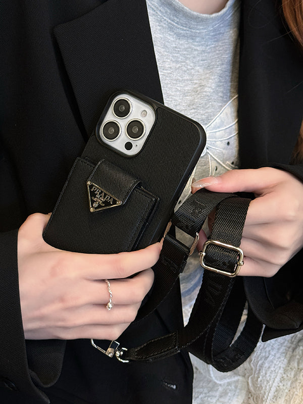 Luxury Crossbody Leather iPhone Case