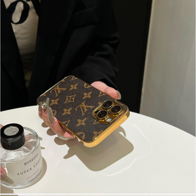 Luxury Classic Monogram iPhone Case With Electroplated Gold Edges