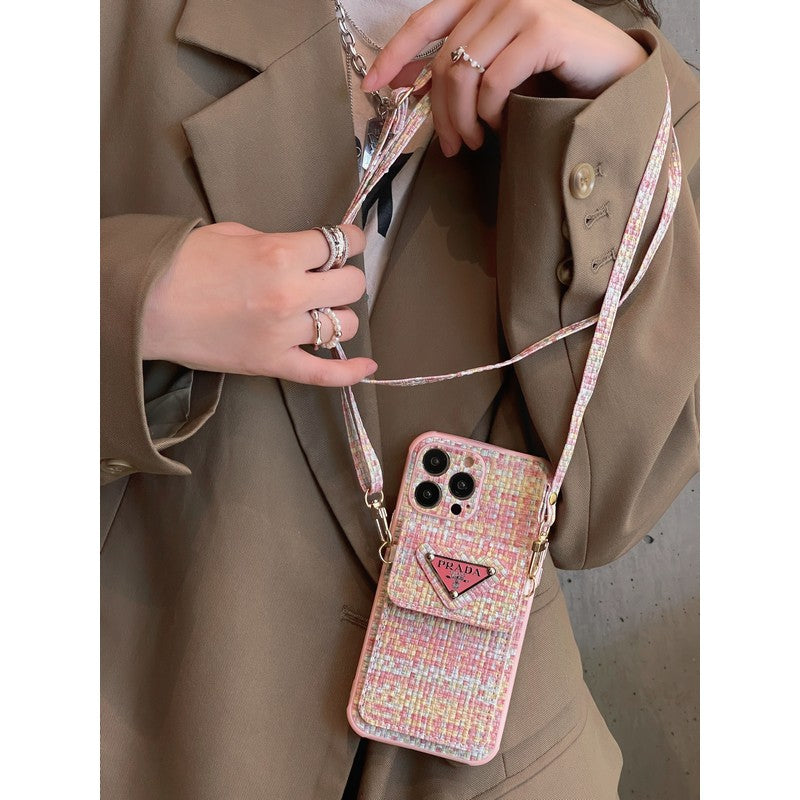 Luxury Weave Card Bag Crossbody iPhone Case