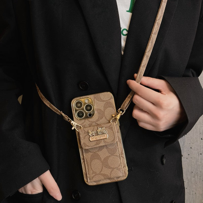 Classic Card Bag Leather Chain iPhone Case