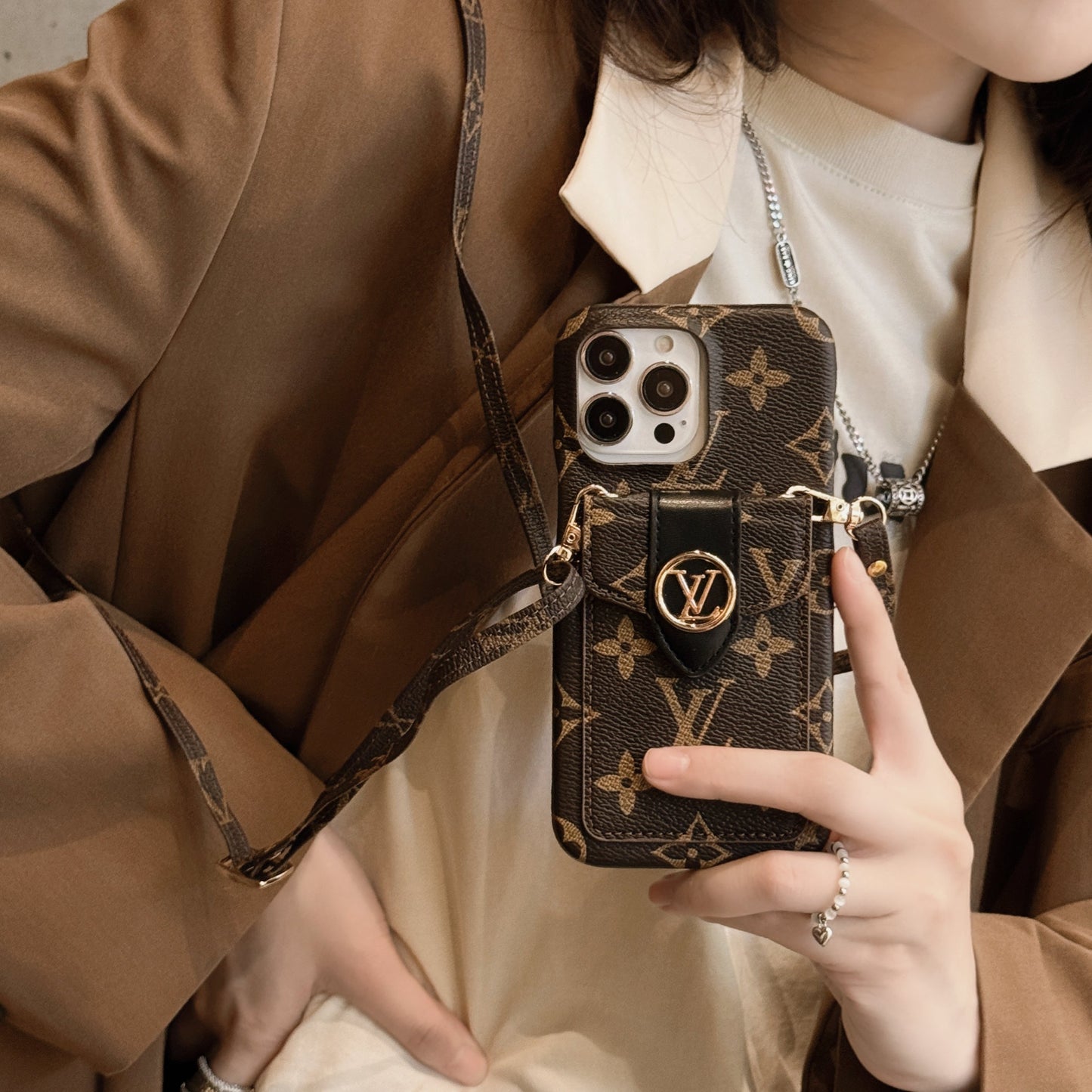 Luxury Card Holder Chain iPhone Case