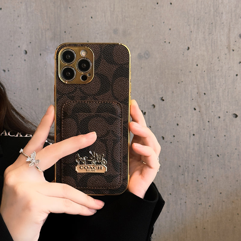 Classic Card Bag Leather iPhone Case