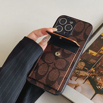 Classic iPhone Case With Wallet Dark Brown-HP240513