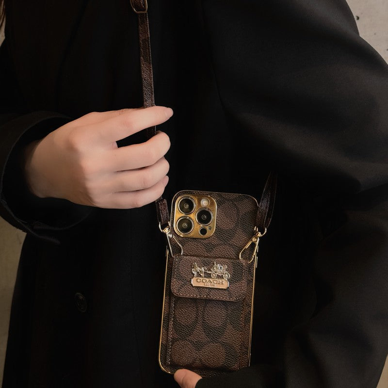 Classic Card Bag Leather Chain iPhone Case