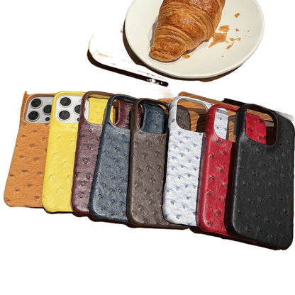 Luxury Ostrich Embossed Leather Phone Case