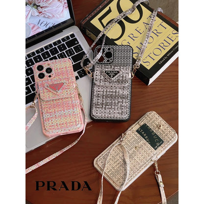 Luxury Weave Card Bag Crossbody iPhone Case