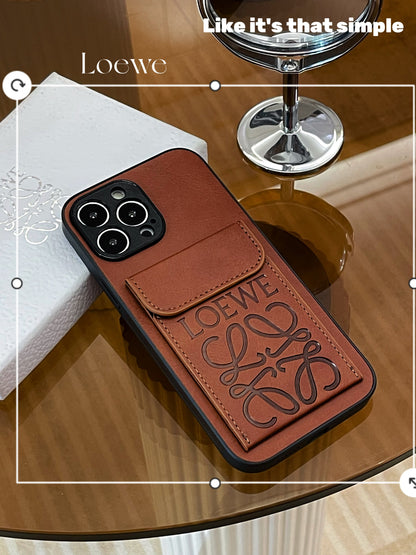 Luxury iPhone Case With Card Holder Brown-LZP241448