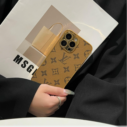 Luxury Classic Monogram iPhone Case With Electroplated Gold Edges