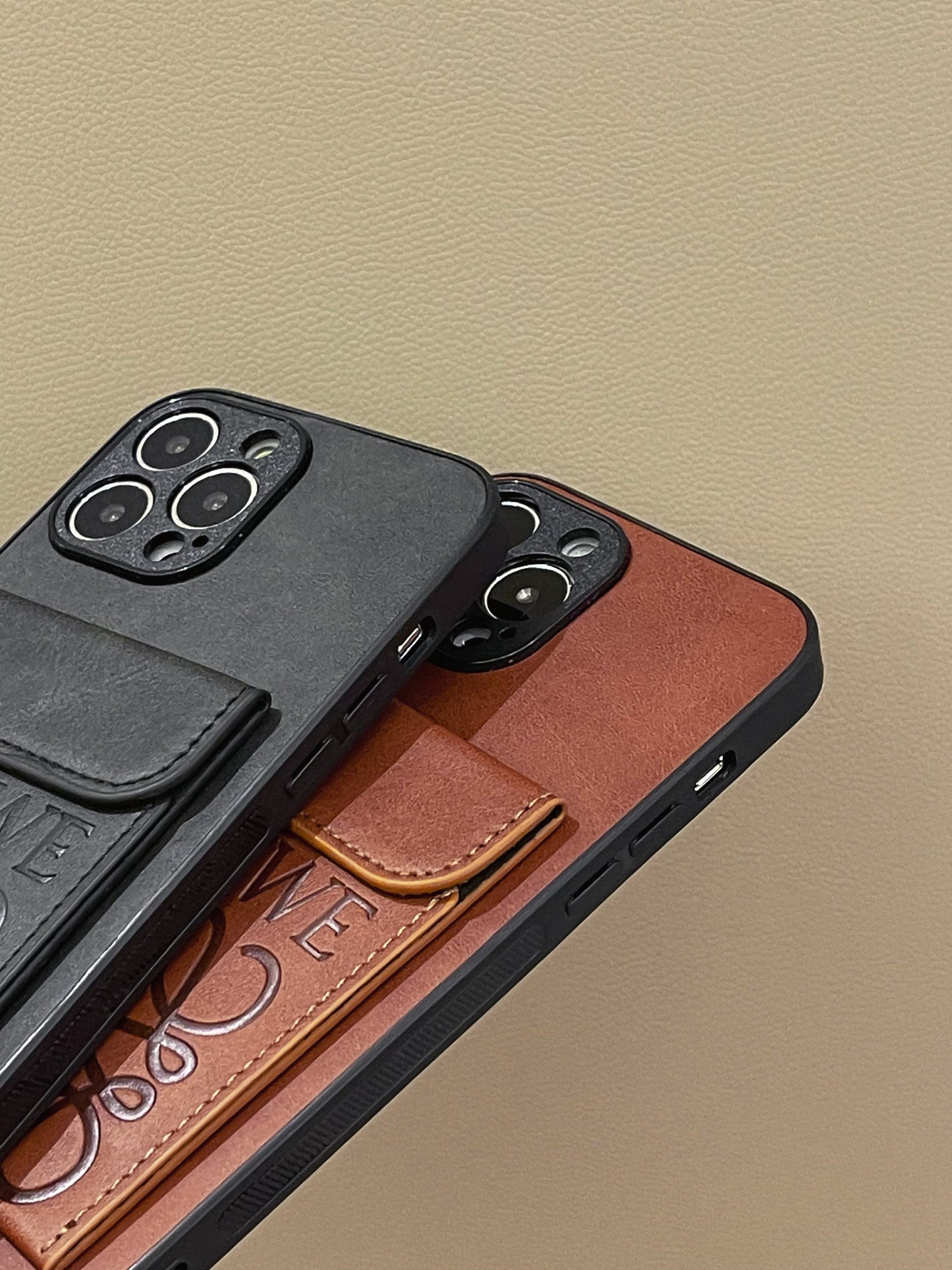 Luxury iPhone Case With Card Holder Black-LZP241448