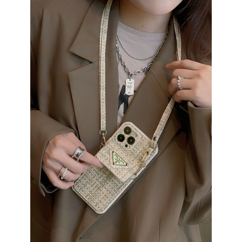 Luxury Weave Card Bag Crossbody iPhone Case