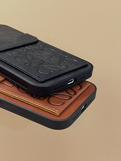 Luxury iPhone Case With Card Holder Black-LZP241448