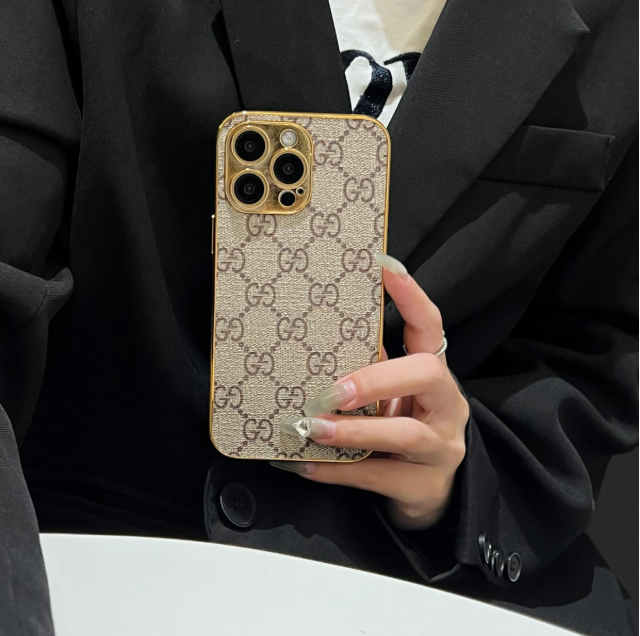 Luxury Classic Monogram iPhone Case With Electroplated Gold Edges