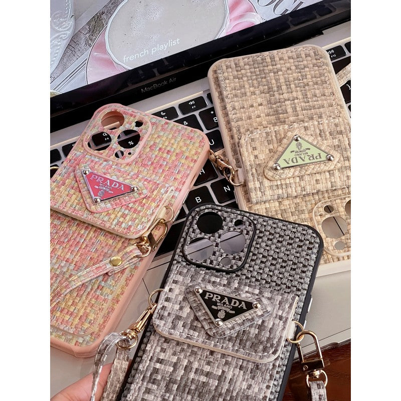 Luxury Weave Card Bag Crossbody iPhone Case