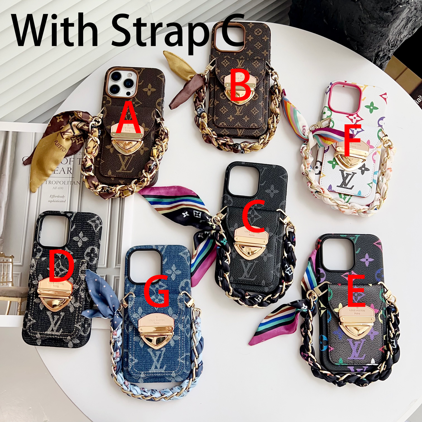 Luxury Crossbody iPhone Case with Card Pocket & Detachable Strap
