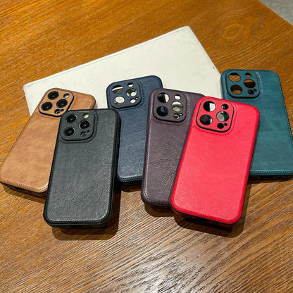 Premium Vintage Leather iPhone Case – Soft Touch Shockproof Protective Cover