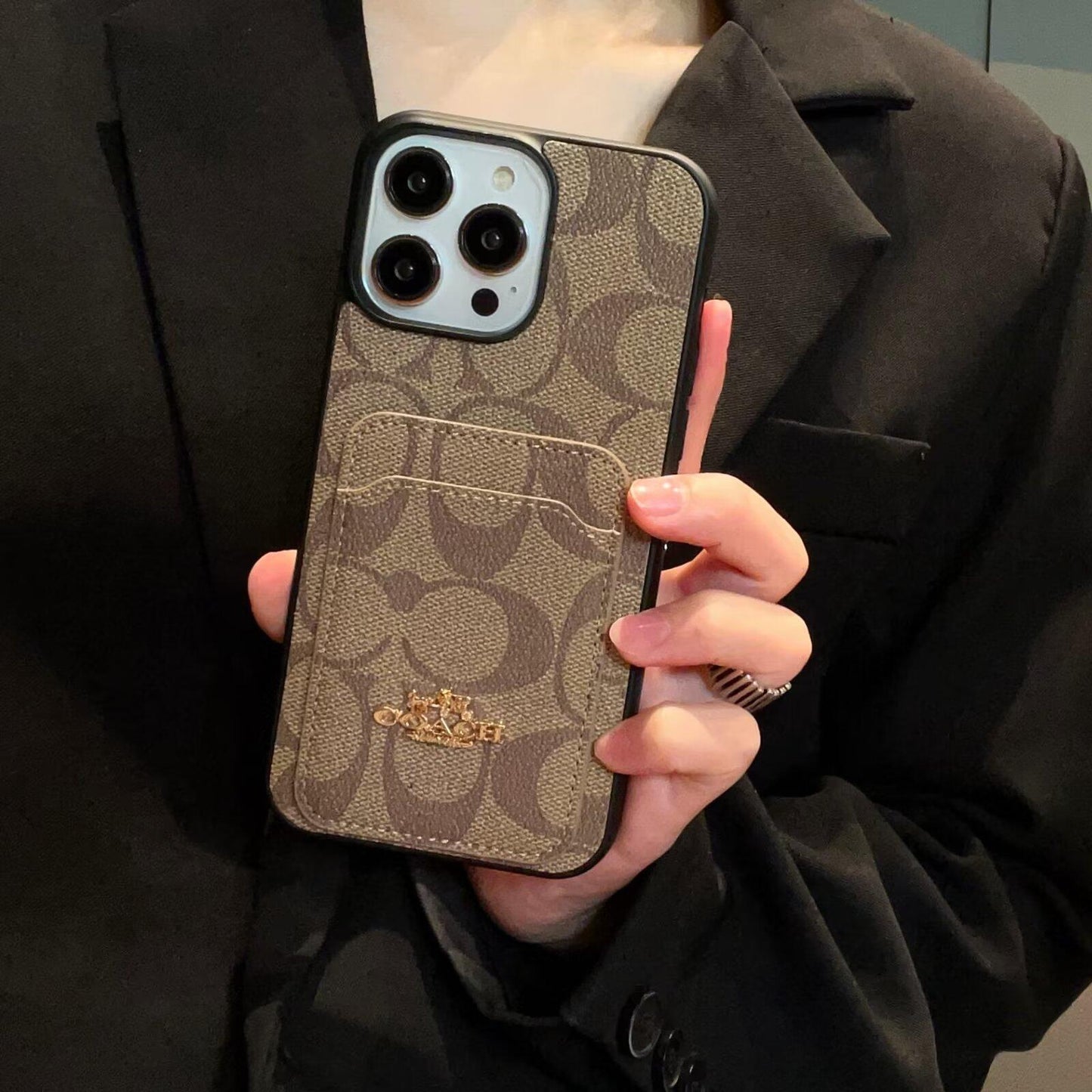 Classic Card Bag Leather iPhone Case