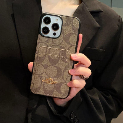 Classic Card Bag Leather iPhone Case