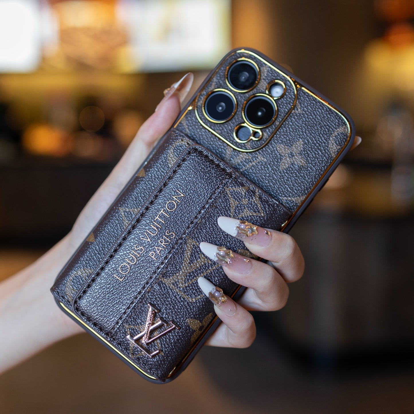 Luxury Advanced Leather iPhone Case with Card Holder & Strap