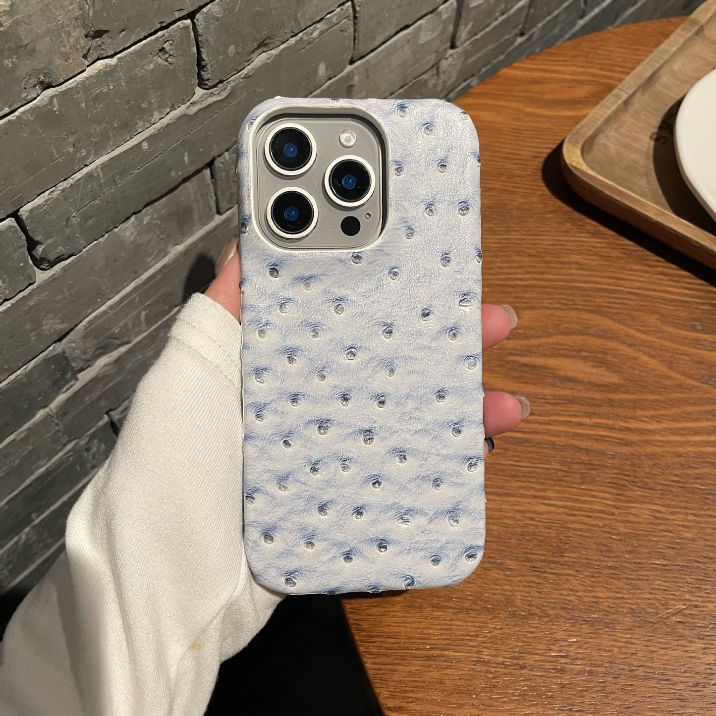 Luxury Ostrich Embossed Leather Phone Case