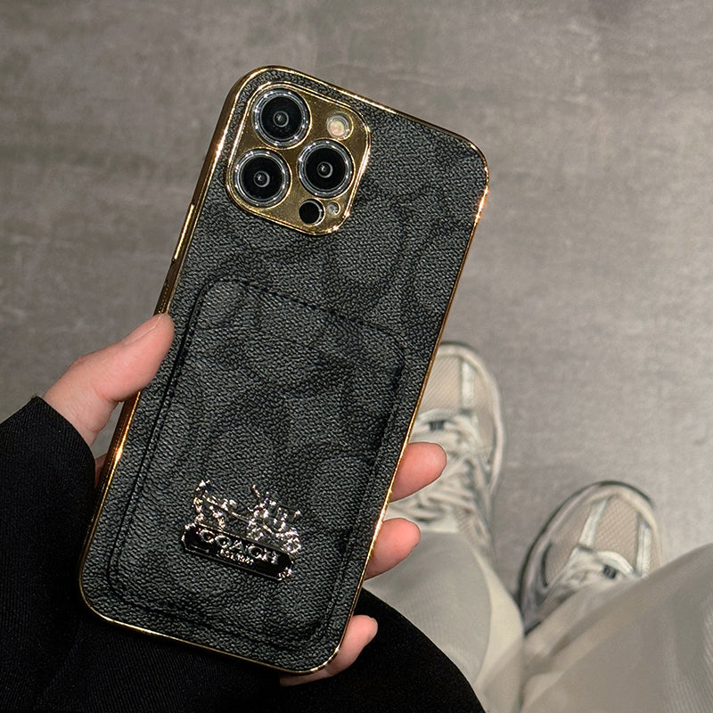 Classic Card Bag Leather iPhone Case