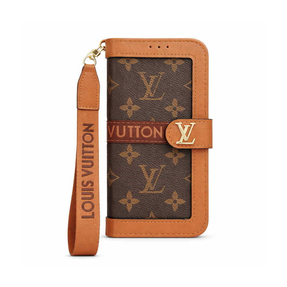 Luxury Luxury Pattern Wallet iPhone Case with Card Holder and Strap