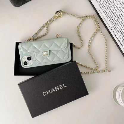 Luxury Wallet iPhone Case With Hand /Crossbody Chain