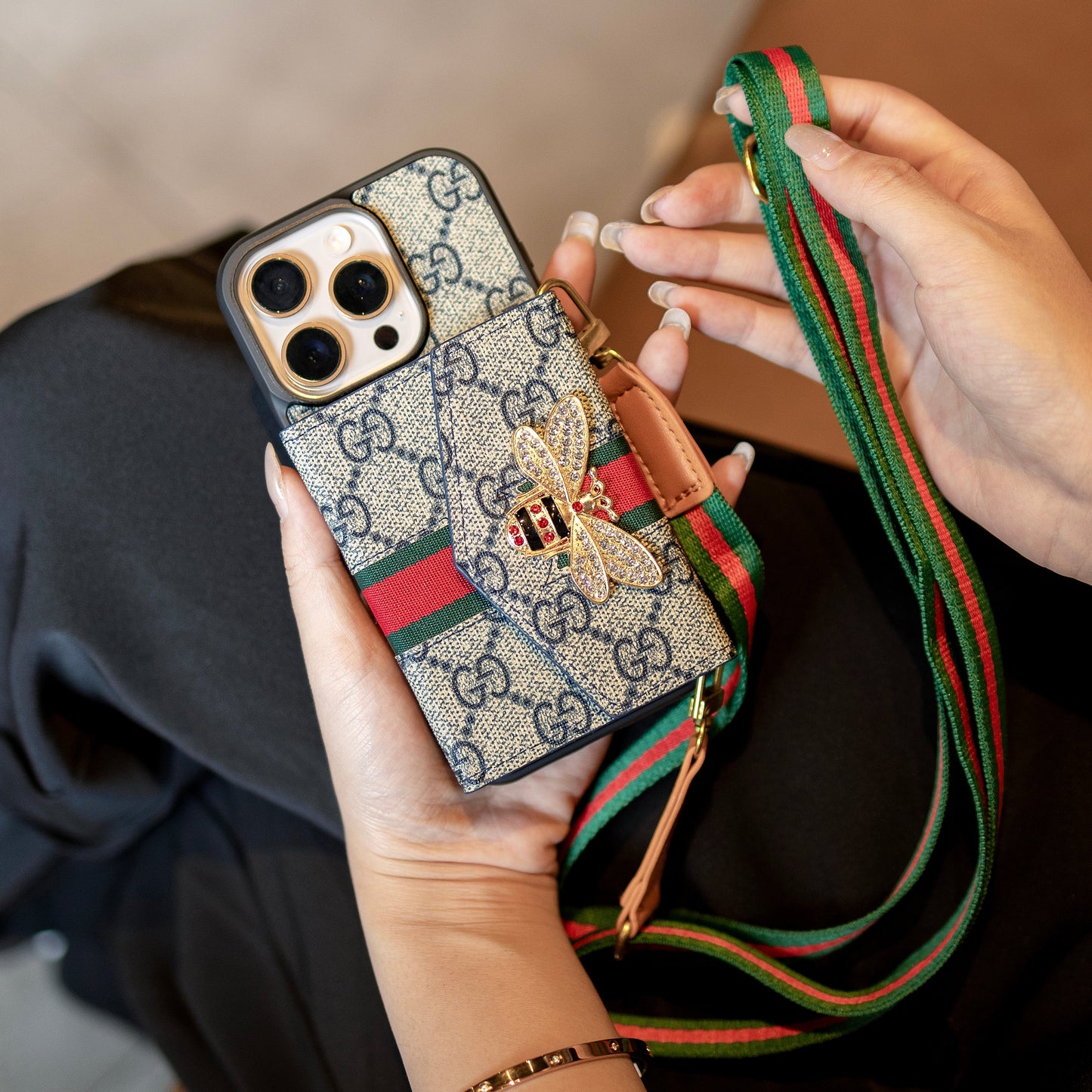 Premium Advanced Crossbody iPhone Case with Card Holder & Shoulder Strap