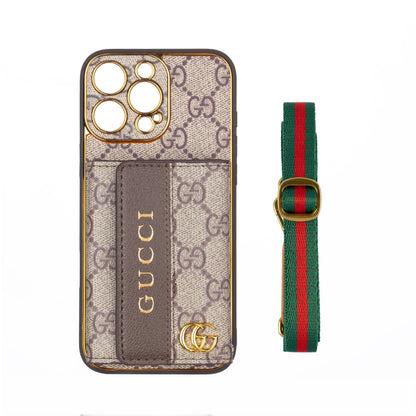 Luxury Advanced Leather iPhone Case with Card Holder & Strap