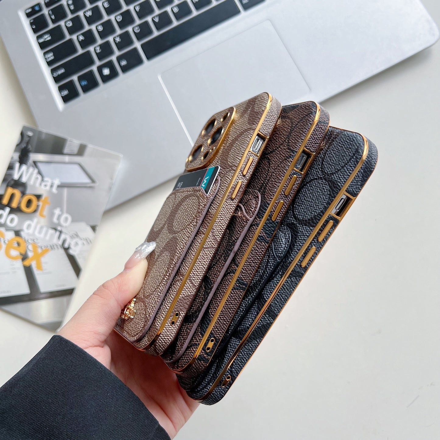 Classic iPhone Case With Card Holder Black -KB241651