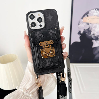 Luxury Black & White Crossbody Chain iPhone Case