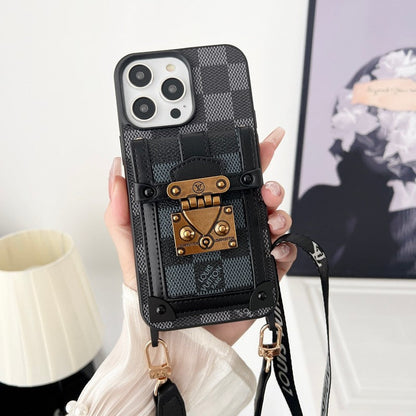 Luxury Black & White Crossbody Chain iPhone Case