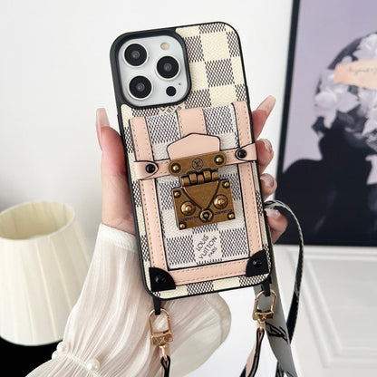 Luxury Black & White Crossbody Chain iPhone Case