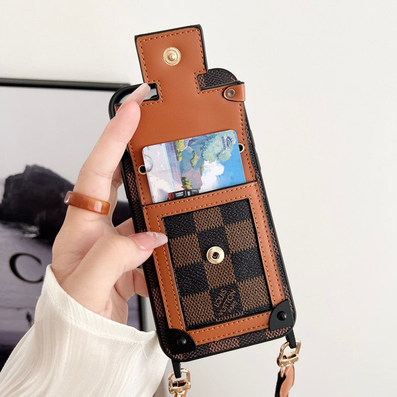 Luxury Black & White Crossbody Chain iPhone Case