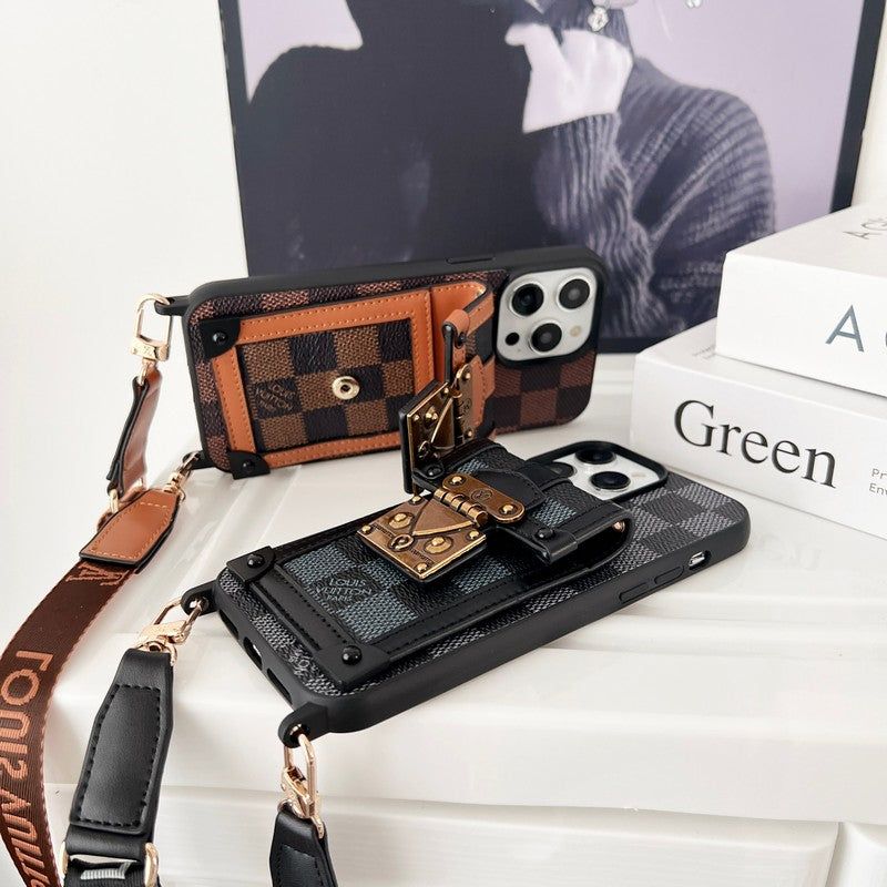 Luxury Brown Crossbody Chain iPhone Case