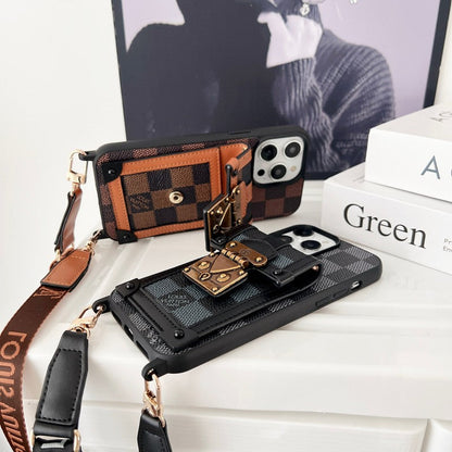 Luxury Black & White Crossbody Chain iPhone Case