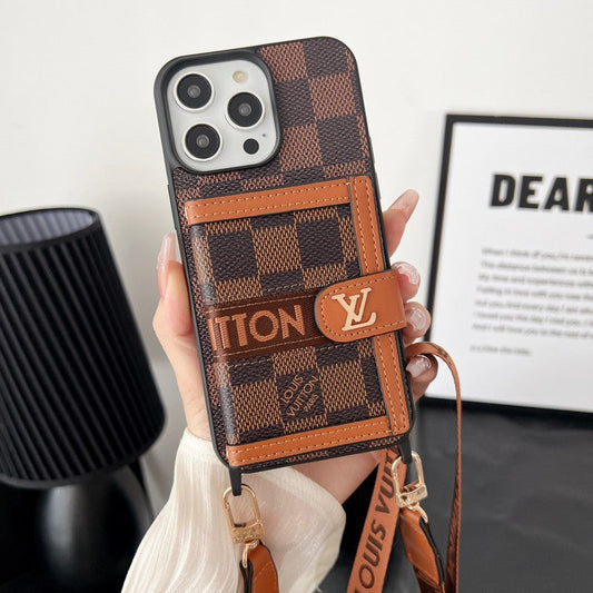 Luxury Card Bag Chain Classic Brown iPhone Case