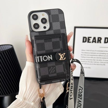 Luxury Card Bag Chain Black & White iPhone Case