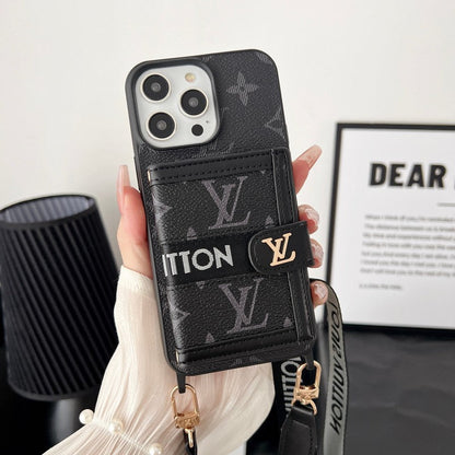 Luxury Card Bag Chain Black & White iPhone Case