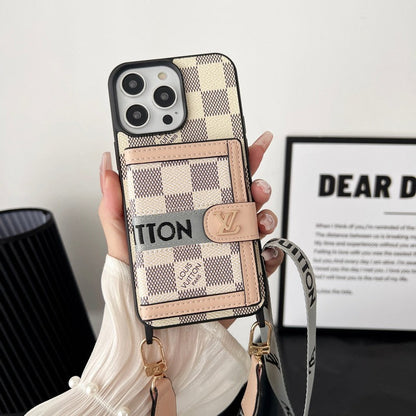 Luxury Card Bag Chain Black & White iPhone Case