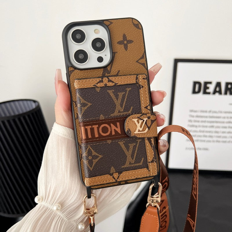 Luxury Card Bag Chain Classic Brown iPhone Case