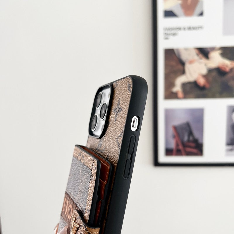 Luxury Card Bag Chain Classic Brown iPhone Case