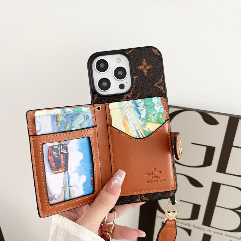Luxury Card Bag Chain Classic Brown iPhone Case
