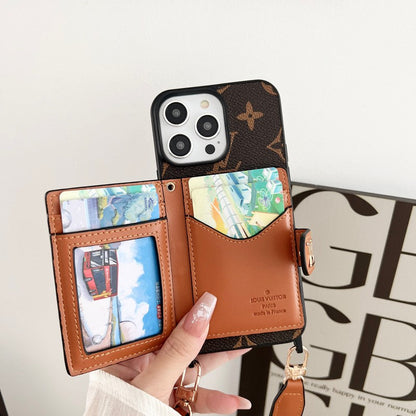 Luxury Card Bag Chain Classic Brown iPhone Case
