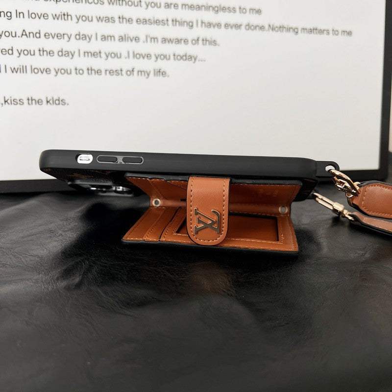 Luxury Card Bag Chain Classic Brown iPhone Case