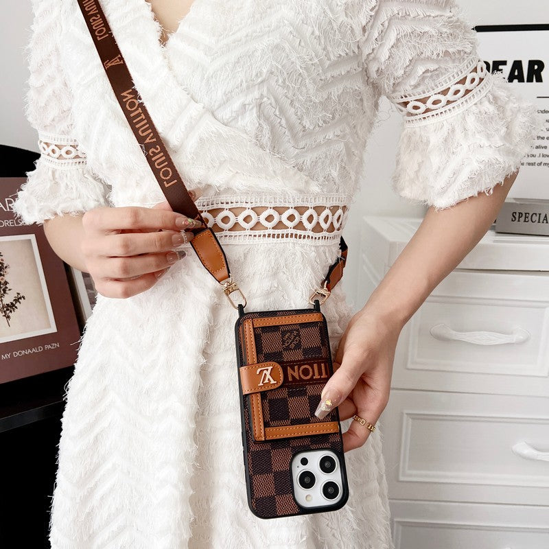 Luxury Card Bag Chain Classic Brown iPhone Case