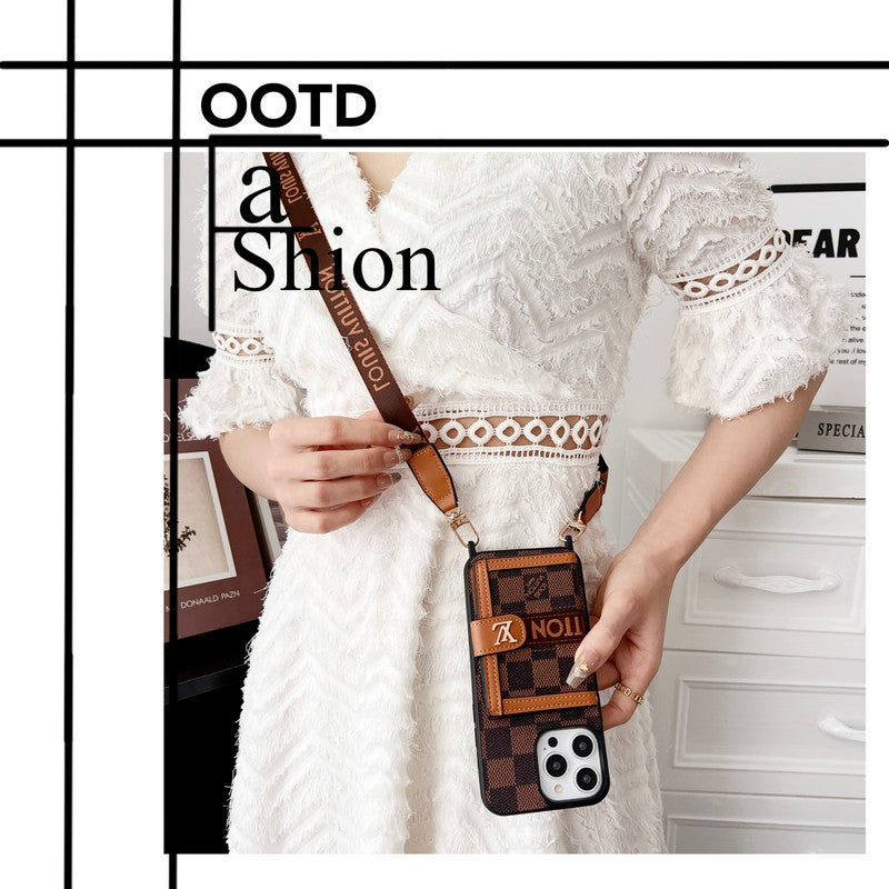 Luxury Card Bag Chain Classic Brown iPhone Case
